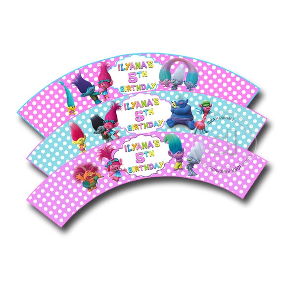 Trolls Customized Printable Cupcake Wrappers-Personalized Printable Trolls Liners- YOU PRINT-Digital file Il_570xn