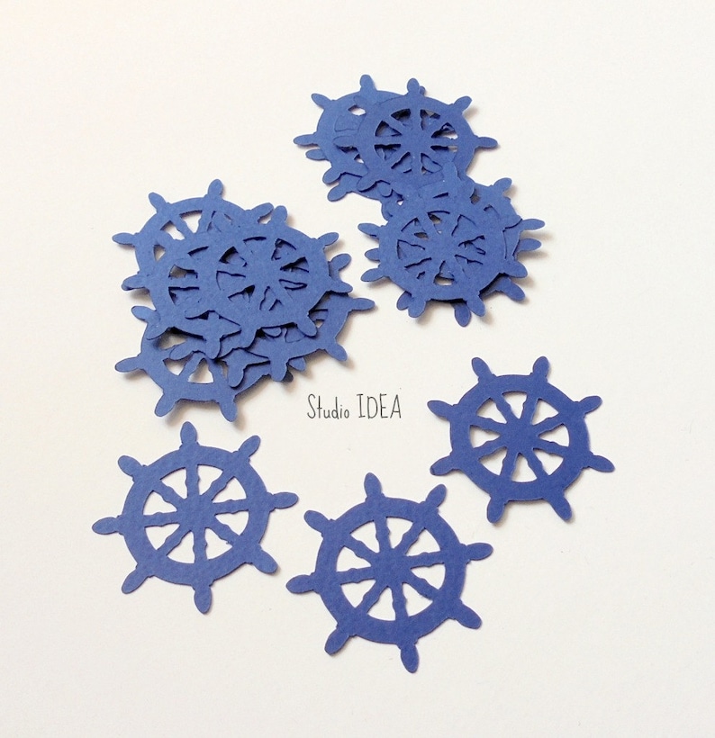 40 Navy blue Ship Wheel Cut outs Die cut Confetti Embellishments or CHOOSE YOUR COLORS Set of 40 pcs