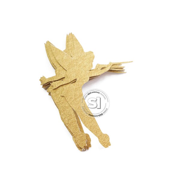 Gold Tinkerbell 4 inches tall Cut outs, Die cut- Luxury Gold cardpaper Tinkerbell cut outs Il_570xn