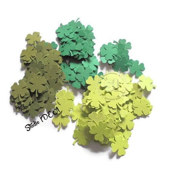Mixed Green Clover-Shamrock Confetti - 1" Cut outs, Confetti - Set of 120pcs or 250pcs- or Choose Your Colors Il_570xn