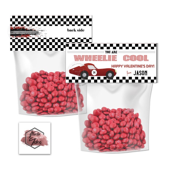 Valentine's Printable Bag Toppers- D.I.Y Tags- Wheelie Cool -Racing Car Valentine's bag toppers- Cello Bag - Candies bag Topper Il_570xn