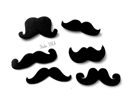 Mixed Styles 2" Black Moustache Cut outs, Confetti - Set of 60pcs, 120pcs, 250pcs Il_570xn