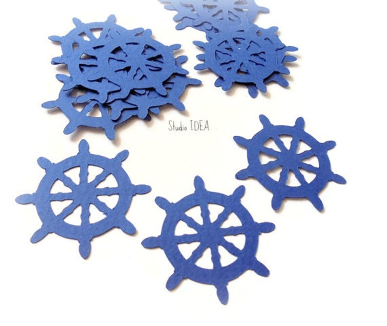 40 Navy blue Ship Wheel Cut outs Die cut Confetti Embellishments or CHOOSE YOUR COLORS Set of 40 pcs