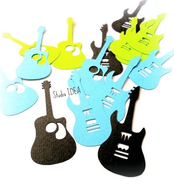 Black, Blue, Green Electric & Classic Guitar Cut outs, Embellishments- 2.5" Guitar Embellishments -or Choose Your Colors Il_570xn