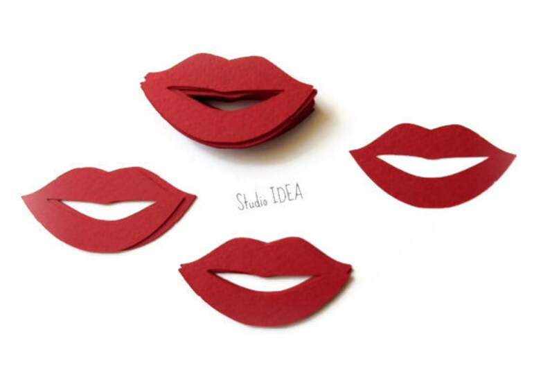Set of 60pcs or Choose Your Colors 120pcs 2 Red Lips Mouth Cut outs Confetti