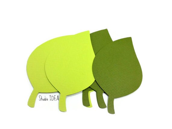 4" or 5" Leaf Cut-outs - Mixed Green Leaves- or Choose Your Colors & Size Il_570xn