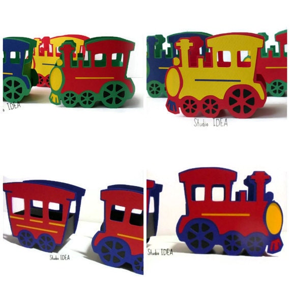 Train Centerpiece, Train Engine & Train Wagons - Train Theme Party Table Decoration - CHOOSE YOUR COLORS Il_570xn