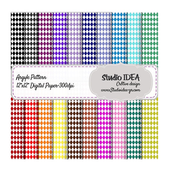 Argyle Pattern Digital Scrapbooking Paper 12"x12" -300dpi-Digital Design Paper-INSTANT DOWNLOAD Il_570xn