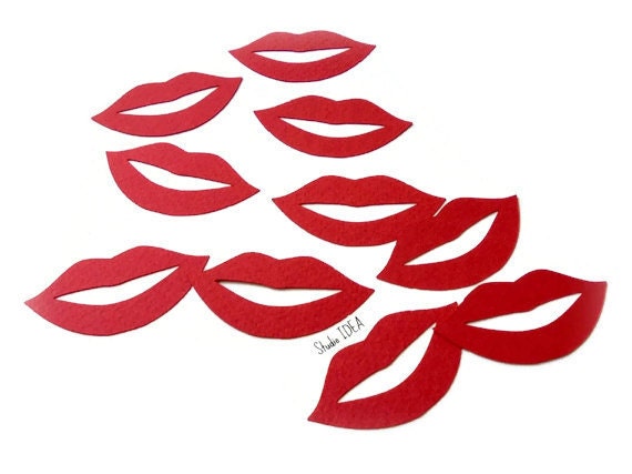 2" Red Lips, Mouth Cut outs, Confetti - Set of 60pcs, 120pcs - or Choose Your Colors Il_570xn