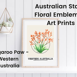 Kangaroo Paw printable art for Western Australia (W.A.) State Floral Emblem, Australian native flowers poster, Australiana, wall decor gift
