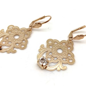 Gold Flower Earrings // Mix Metal Laser cut Frida Khalo Flower Earrings // 18k Goldfill // Non Tarnishing//Hypoallergenic