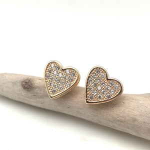 Gold Heart Post Earrings 12mm // Heart Stud Earrings // Gold Heart Studs // Love// 18k Goldfill // Hypoallergenic