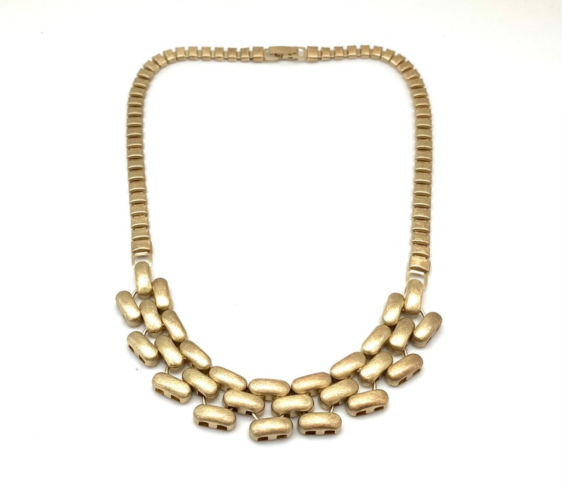 Gold Link Statement Necklace // Brushed Matte Gold Necklace // Gold Modern Choker // 18K Gold plated Tarnish Free 17 image 4