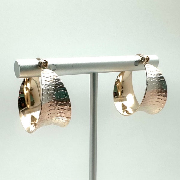 Tricolor Hoop Earrings 20mm / Concave Hoops / Tri Tone / Wide Hoops / Rose Gold, Gold, Silver Earrings // 18k Goldfill // Gold Earrings