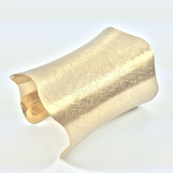 Wide Matte Gold Cuff Bracelet // Matte Gold Finished // Fits 7" to 8" Wrist