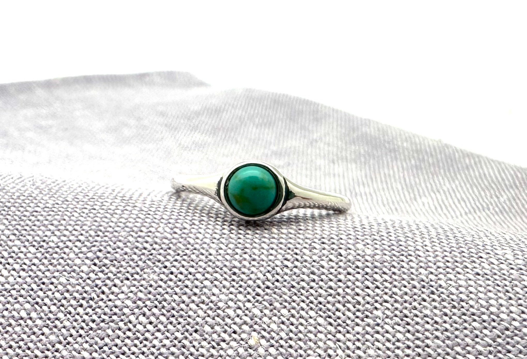 Blue Turquoise Silver Ring / Simple Turquoise Little Ring / Turquoise Stacking Ring / 925 Sterling / size 2-10