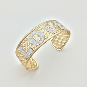 Sparkly Love Cuff // Gold Plated Brass // Non Tarnishing Finish // 7&quot; Inches