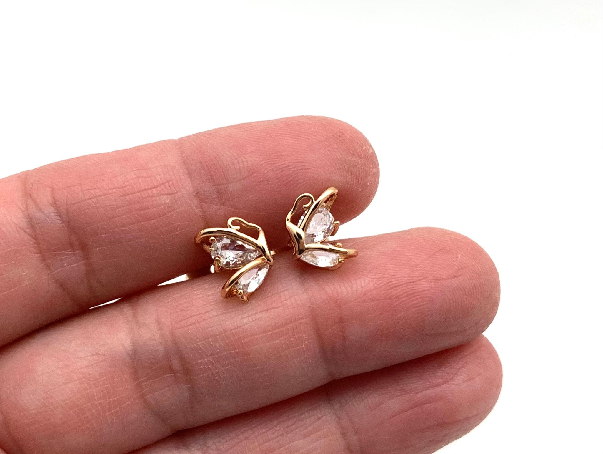 Orecchini a perno a farfalla in oro 18k, ipoallergenici (13 mm) - Italia
