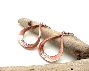 Rose Gold Teardrop Earrings, 18k Plated Brass with Steel Wires
