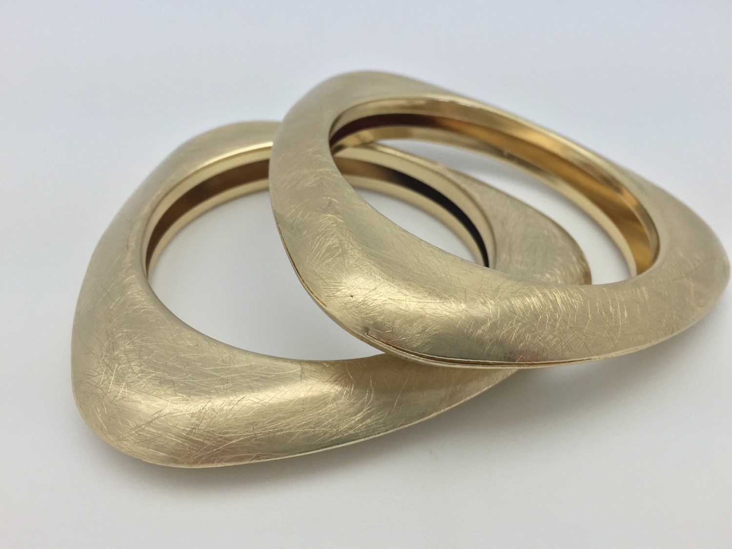 Brushed Gold Triangle Bangle Bracelet - Lightweight Geometric 