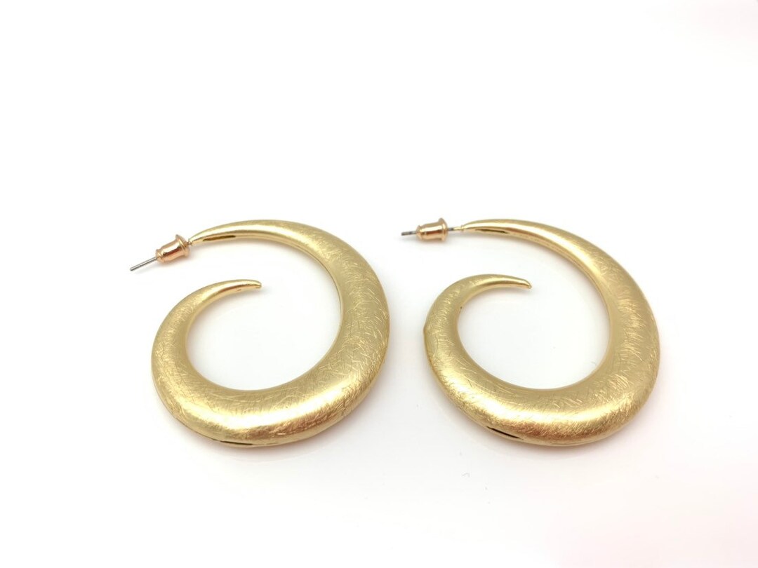 Gold Swirl Hoop Earrings // Matte Gold Hoops // Hypoallergenic