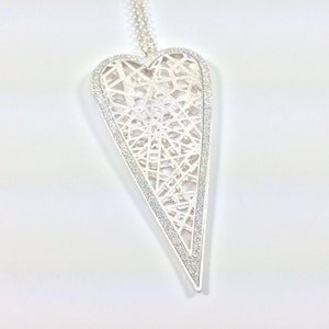 Silver Heart Necklace // Laser Cut Heart // Tarnish Free  // 18"w2"Extension