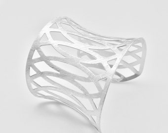 Matte Silver Cuff Bracelet, Handmade Fashion Jewelry (7 inch)