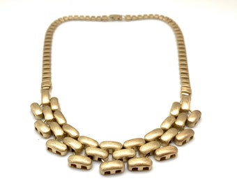 Gold Link Statement Necklace // Brushed Matte Gold Necklace // Gold Modern Choker // 18K Gold plated Tarnish Free 17”