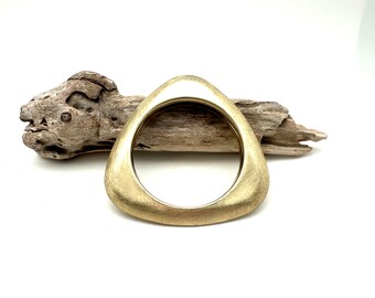Triangle Gold Bangle Bracelet 7”-8” //Brushed Gold Finish // Tarnish Resistant // Gold Plated Brass
