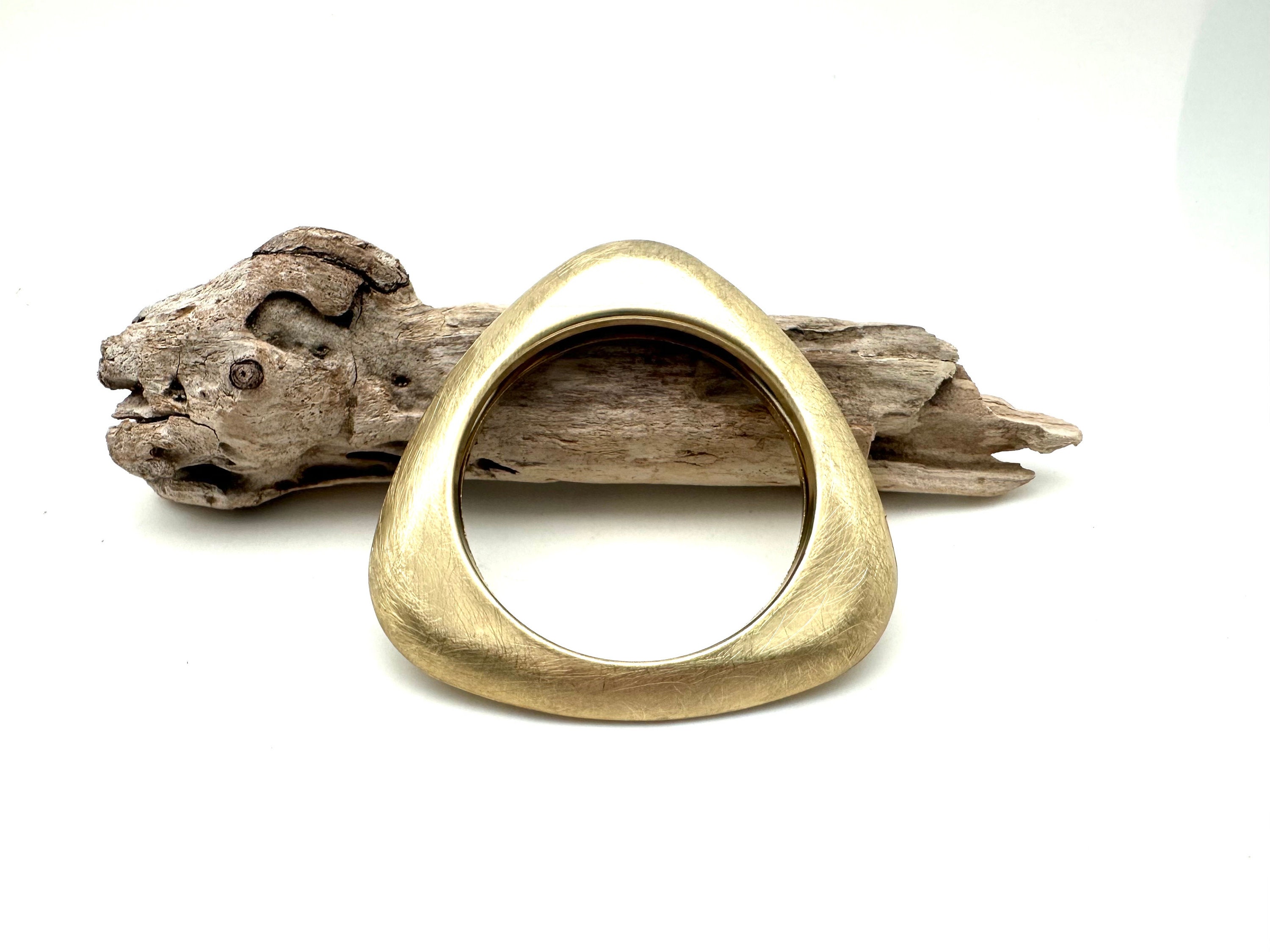 Brushed Gold Triangle Bangle Bracelet - Lightweight Geometric 
