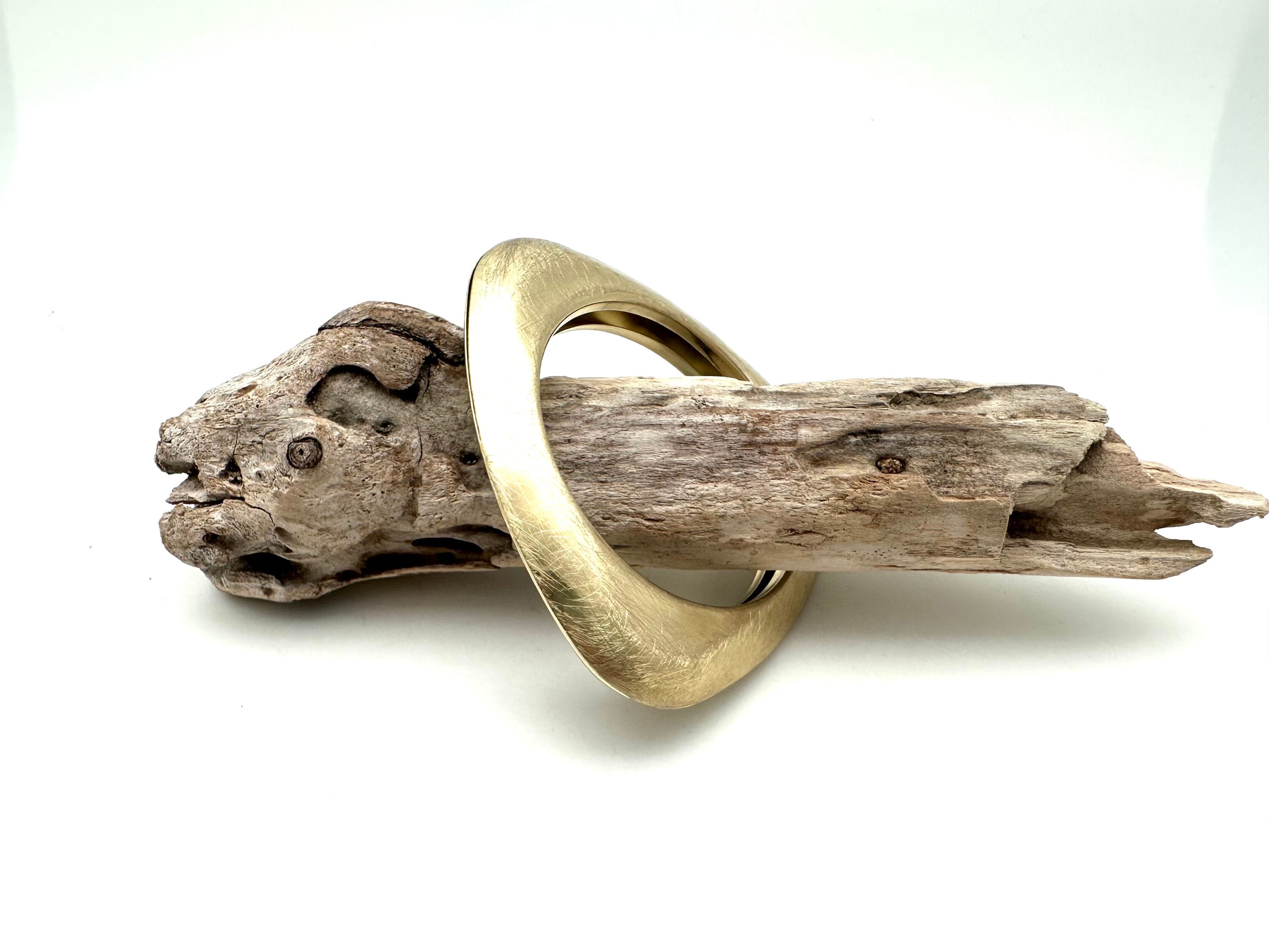 Brushed Gold Triangle Bangle Bracelet - Lightweight Geometric 