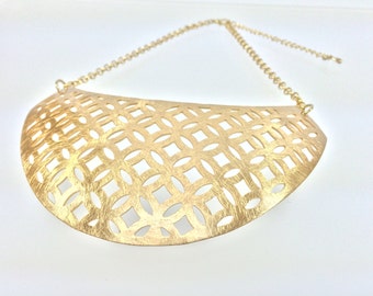 Gold Statement Necklace //Brushed Gold Finish // Non Tarnishing // 16"w2"Extension // Ask About Wholesale