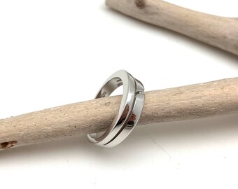 Multi Band Diamond Silver Ring / Diamond Silver Ring / Matte Silver Ring / Shiny Silver Ring / Modern / Minimalist / Silver 925