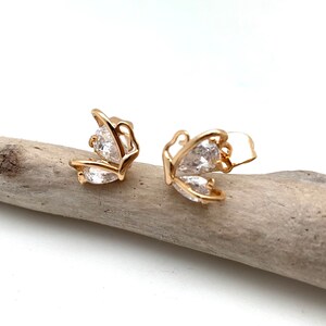 Gold Butterfly Post Earrings 13mm // Butterfly Stud Earrings // 3D Butterfly 18k Goldfill // Hypoallergenic