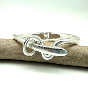 Silver Snake Bracelet 6.5 to 7.5” // Loop Cuff Small Silver Bracelet // Silver Plated Brass // Tarnish Free Hypoallergenic