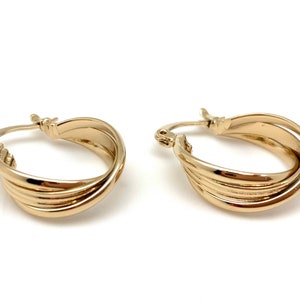 Small Gold Hoop Earrings S // Gold Multi Hoops 15mm // Braided Hoop // Gold Modern Hoop Earrings // 18k Goldfill //