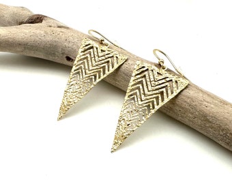 Gold Chevron Earrings 38mm // Southwestern // Gold Triangle Earrings // Hypoallergenic Tarnish Free // Gold Plated Brass // Lightweight