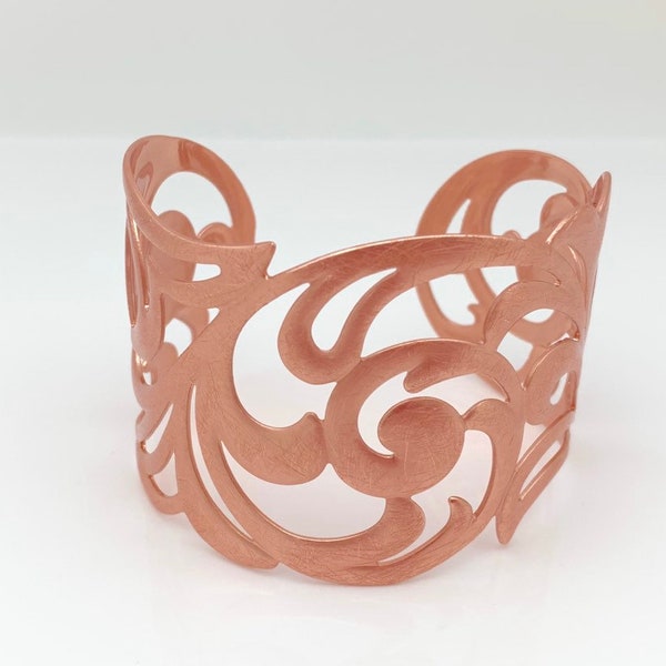 Rose Gold Cuff // Rose Gold Bracelet Cuff Adjustable // Rose Gold Cut Out Swirls // Rose Gold Plated Brass // Hypoallergenic Tarnish Free