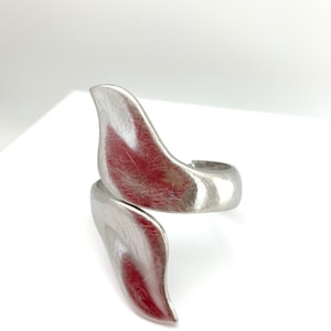 Abstract Silver Cuff Bracelet // Matte Silver Finished// Size 7" // Hinged