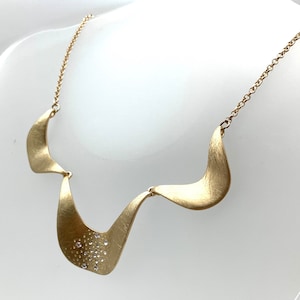 Gold Statement Necklace / Matte Brushed Gold Necklace / Gold Modern Choker / 18K Gold Plated Brass / Hypoallergenic Tarnish Free 16" to 19"