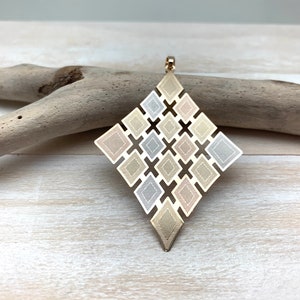 Tricolor Diamond Pendant// Mix Metal Diamond Pendant // 18k Goldfill // Gold, Silver, Rose Gold // Non Tarnishing//Hypoallergenic