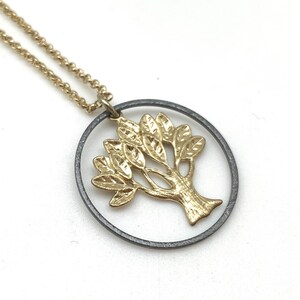 Matte Gold Tree of Life Necklace // Gold Tree of Life Necklace //  Two Tone Tree Of Life // 16&quot; plus 3&quot; // 18K Gold Brass Non Tarnishing
