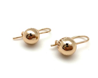 Gold Ball Dangle Earrings// 10mm Gold Circle Earrings // Gold Ball Threader // Best Selling // Non Tarnishing, Light , Hypoallergenic