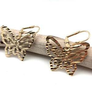 Butterfly Gold Earrings// Butterfly Dangly Earrings // 18k Goldfill 25mm // Hypoallergenic