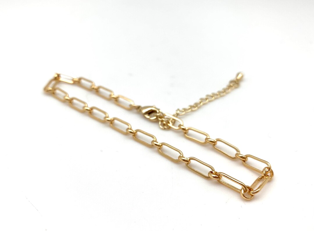 Gold Paper Clip Bracelet 7 to 9 // Gold Fill 4mm Gold Bracelet // Gold