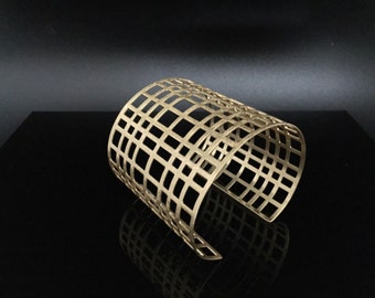 Gold Cuff Wide // Matte Gold Cuff // Geometric Gold Cuff // Light Weight // Tarnish Free