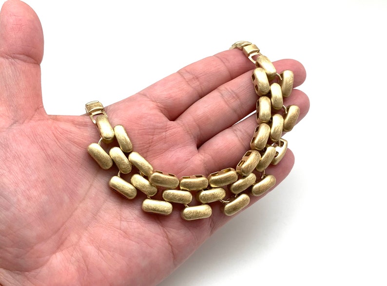 Gold Link Statement Necklace // Brushed Matte Gold Necklace // Gold Modern Choker // 18K Gold plated Tarnish Free 17 image 3
