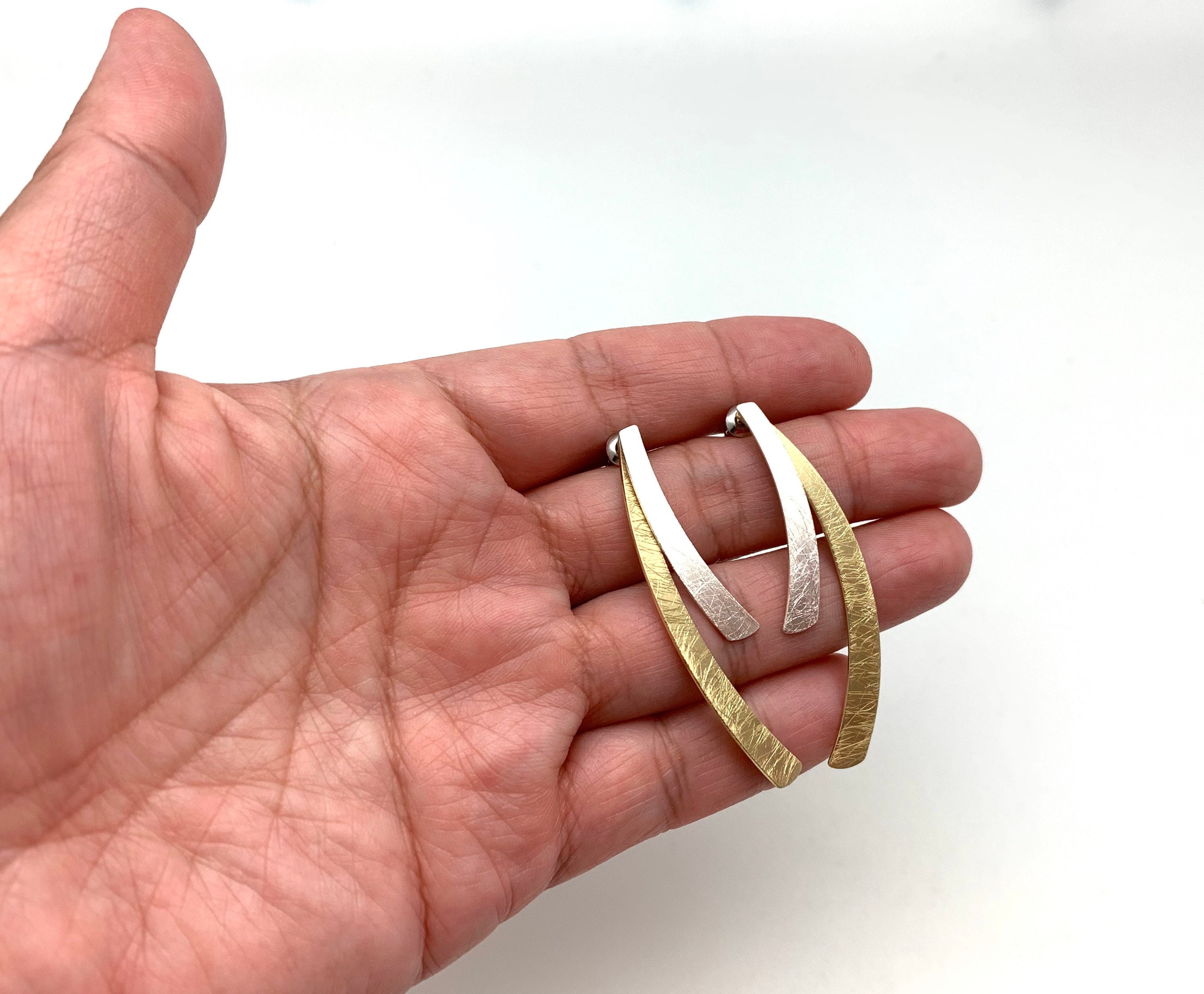 Orecchini Donna Bicolore HolidayQbee - Oro E Argento, Design A Bottone, Ipoallergenici E Versatili