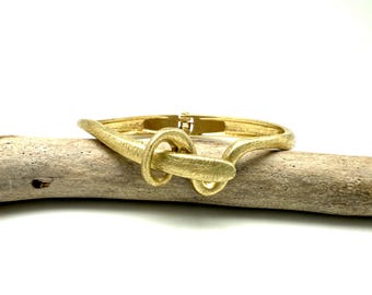 Gold Knot Cuff // Abstract Snake Bracelet // Best Seller // Gold Plated Brass // Non Tarnishing Finish Hinged // 7&quot; Inches