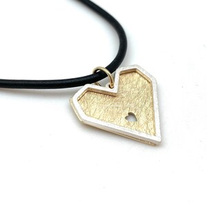 Silver and Gold Heart Choker // Two Tone Heart Necklace // Heart in Heart // 16&quot; plus 3&quot; // Gold and Silver Plated Brass // Hypoallergenic